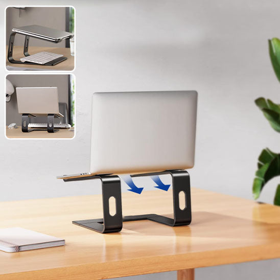 Support pour ordinateur avec flèches bleues illustrant la ventilation – idéal pour éviter la surchauffe et préserver les performances
