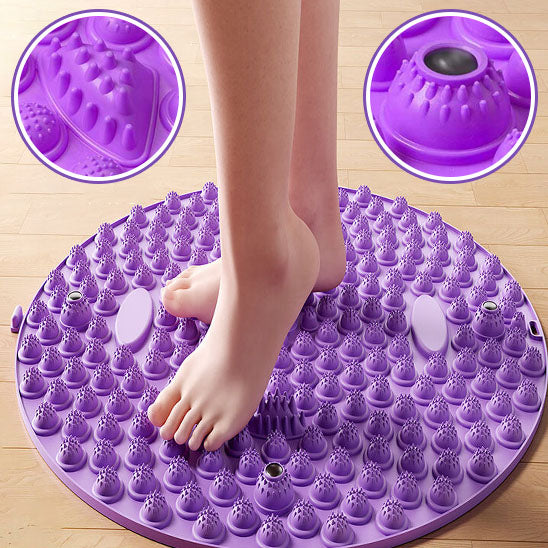 Tapis de massage violet à picots, conçu pour stimuler les zones réflexes du pied, réduire le stress et améliorer le bien-être général.
