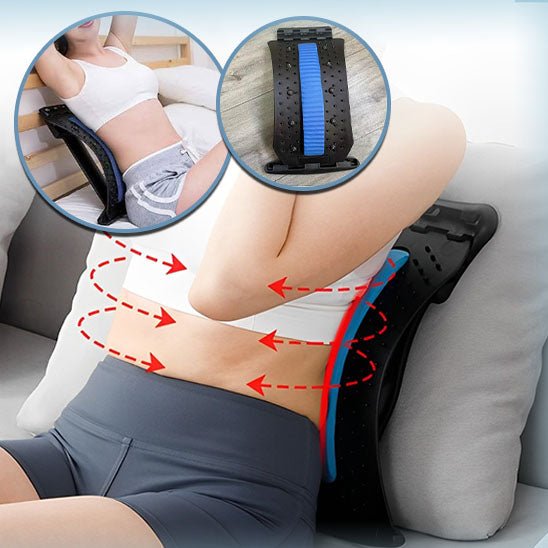 Utilisation du masseur dorsal SpineEase™ pour relâcher les muscles lombaires, améliorer la circulation et réduire les douleurs dorsales.