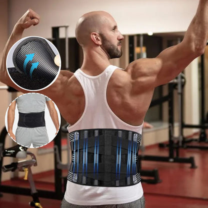 Ceinture lombaire portée à la salle avec focus sur les renforts internes et l'ajustement abdominal