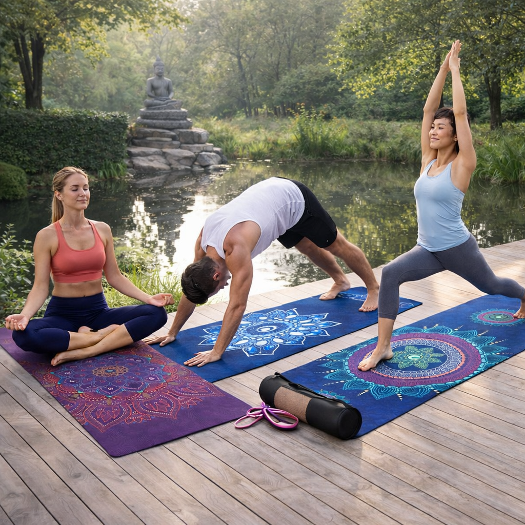 collection tapis de yoga 183x80 cm antidérapant mandala en TPE pour yoga et pilates