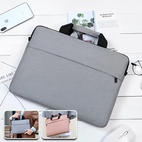 Housse d’ordinateur grise Protection Élégante™ avec poche frontale pour accessoires.