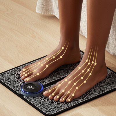 Appareil masseur pieds pour réflexologie plantaire avec stimulation électrique EMS