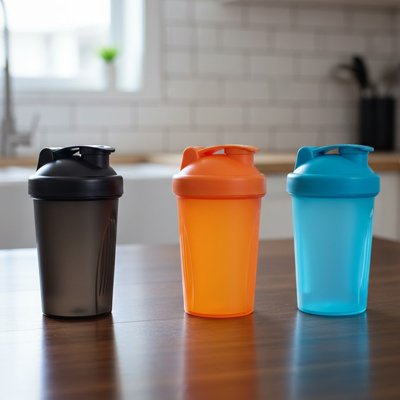 shaker protéine 400 ml noir bleu orange fitness
