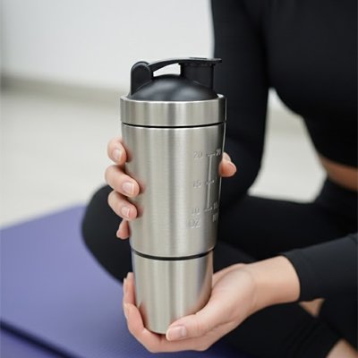shaker protéine inox double paroi 600 ml hermétique fitness