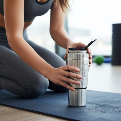 shaker protéine inox anti fuite couvercle sécurisé 600 ml