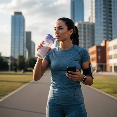 Shaker proteine étanche PowerMix™, récupération après running en ville