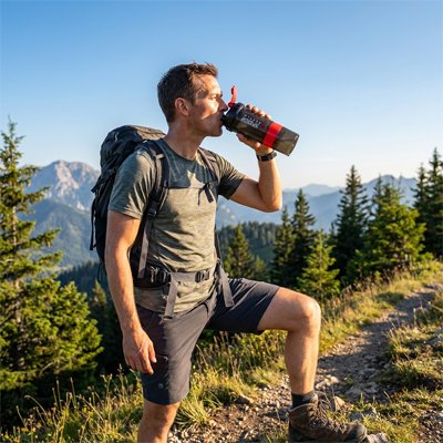 Shaker robuste sans BPA, boisson protéinée en randonnée, idéal déplacements et voyage