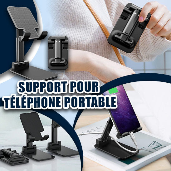 Support de téléphone portable blanc, pliable et facile à ranger dans un sac, idéal pour les déplacements et le télétravail.