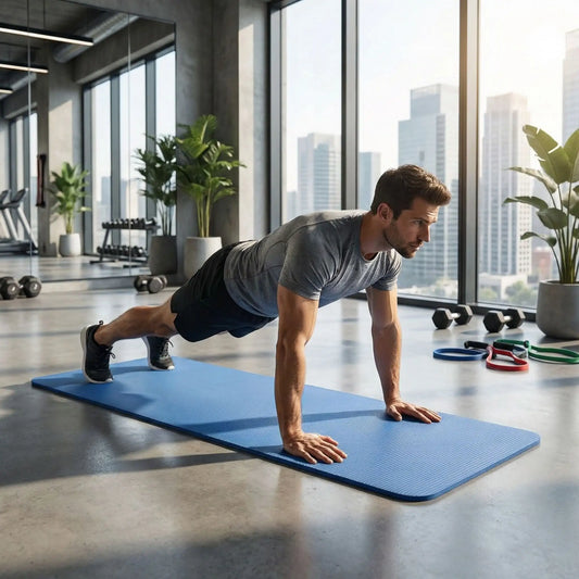 homme dans une salle de sport dans son tapis de sport