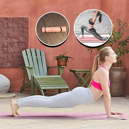 Séance d’étirements au sol sur un tapis de fitness épais et confortable, idéal pour le bien-être à la maison.