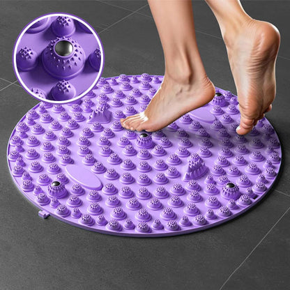 Tapis de massage violet pour les pieds, idéal pour stimuler la voûte plantaire et améliorer la circulation sanguine grâce à ses picots ergonomiques.