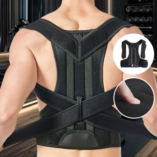 Vue arrière d’un homme utilisant la ceinture dorsale PostureZen pour le maintien du dos