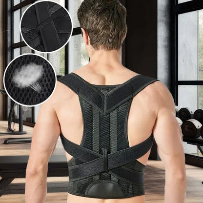 Ceinture dorsale noire PostureZen™ ajustée sur le dos pour améliorer la posture