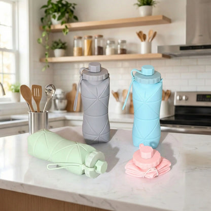 gourdes pour le sport pliables en silicone 600 ml colorées