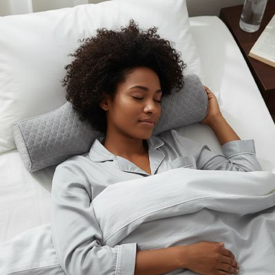oreiller cervical ergonomique utilise en position laterale