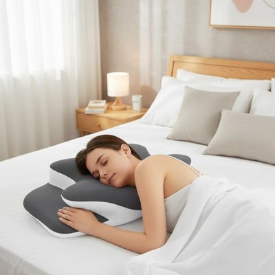 oreiller cervical a memoire de forme pour dormeur sur le cote