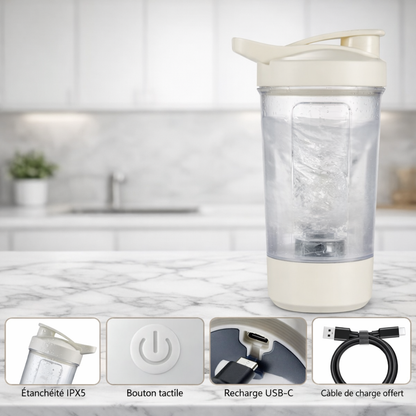 Shaker Proteine Électrique USB 400 ml Sans BPA | MixZen™