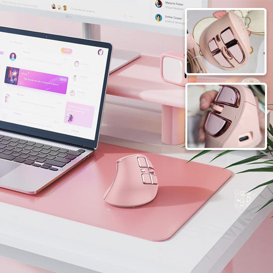Souris ergonomique verticale sans fil ErgoZen rose, design élégant et confortable