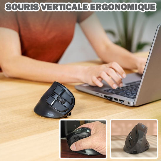 Gros plan des 9 boutons programmables et de la molette de la souris ergonomique ErgoZen
