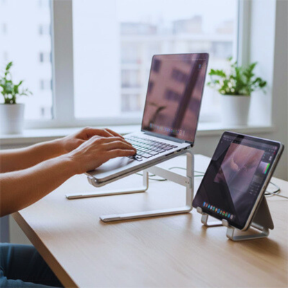 support ordinateur portable en aluminium favorisant le refroidissement et la ventilation naturelle