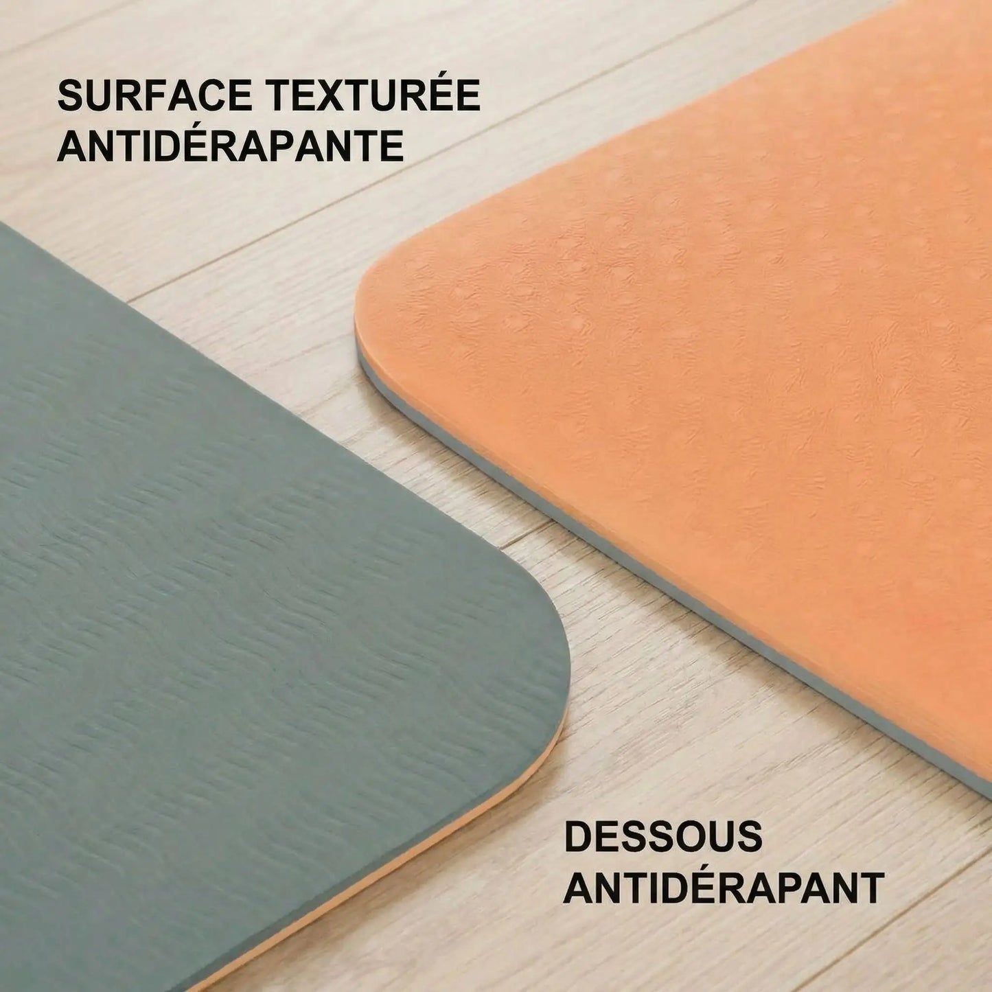 tapis de yoga reversible double face texture antiderapante en TPE