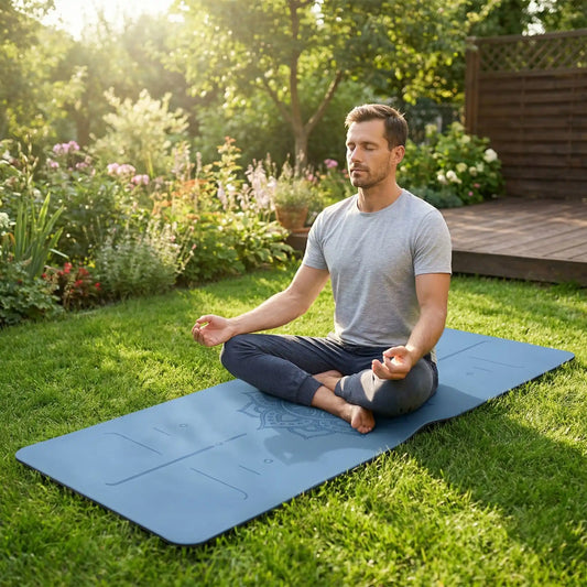 Tapis de yoga écologique 180x57 cm utilisé en méditation extérieure