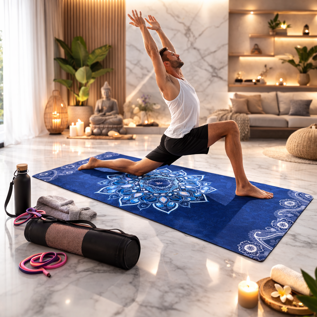 tapis de yoga large 80 cm antidérapant utilisé en intérieur